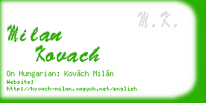 milan kovach business card