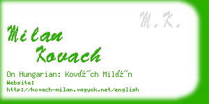 milan kovach business card